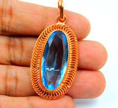 Handmade Copper Designer Rose Gold Polished Pendant Faceted Hydro London BT Qtz