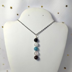 Cancer Necklace Zodiac Pendant Garnet Moonstone Aquamarine Rose Quartz Onyx
