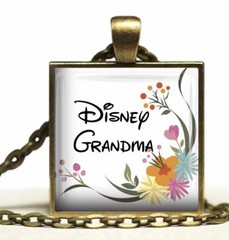 Disney Grandma Glass Top Pendant Necklace Handcrafted Family Statement Jewelry
