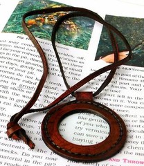 Neck Loop Leather Magnifier Disc Pendant Necklace With Leather Strap X-MAS Gifts