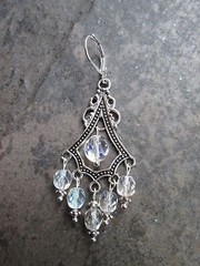 Aurora Borealis Boho Chic Chandelier Earrings with Sterling Silver lever backs