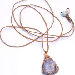 5 Pcs Natural Mix Gemstones Handmade Bohemian Macrame Necklaces Wholesale Lot