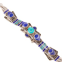 Tibetan Bracelet Lapis lazuli Turquoise, Nepali Jewelry, Artisan Ethnic Bracelet