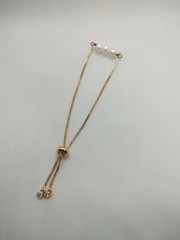 Freshwater natural pearl bracelet rhinestone adjustable gold plated stackable