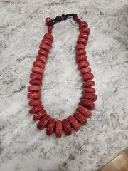 Ceramic Coral Colored Necklace Ten Thousand Villages Fair Trade Beautiful 9in