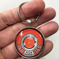 Vintage Mopar Dodge 360 4 Barrel Air Cleaner Decal Orange 1.2″ Keychain