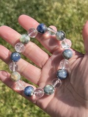 Kyanite & Clear Quartz Beaded Bracelet Stretchable – 11 mm