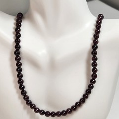 deep purple glass round beaded necklace toggle brass clasp amethyst dark 9in