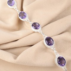 Natural Iolite Gemstone 925 Solid Silver Jewelry Handmade Bracelet Gift For Her