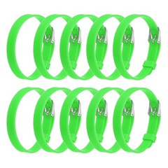 10 Pack Slide Bracelet Wristband, 8.2 x 0.3” Silicone Adjustable Bracelet, Green