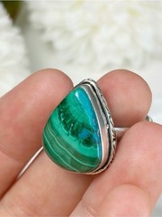 Southwest Malachite Chrysocolla Ring Size 9 1/4 9.25 Sterling Silver 925 Overlay