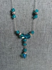 Handmade Beaded Necklace Dainty Turquoise Beads 9 Inches With Rhodel Spacers
