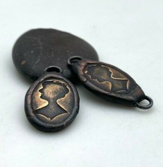 Vintage Brass Woman Profile Soldered Pendant Or Connector (SMP88)