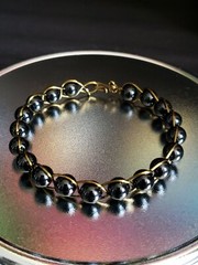 Bronze Colored Copper and Black Agate Bracelet EMFs Protection