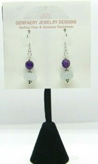 Sterling Silver Faceted AQUAMARINE & AMETHYST Earrings #5866…Handmade USA