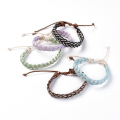 Waxed Cord Braided Bracelets about 2-3/8 inch~3 inch(6.2~7.5cm) inner diameter