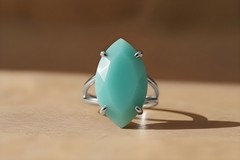 Amazonite Ring Anemone Jewelry Rose Gold Marquise Cut Prong Setting