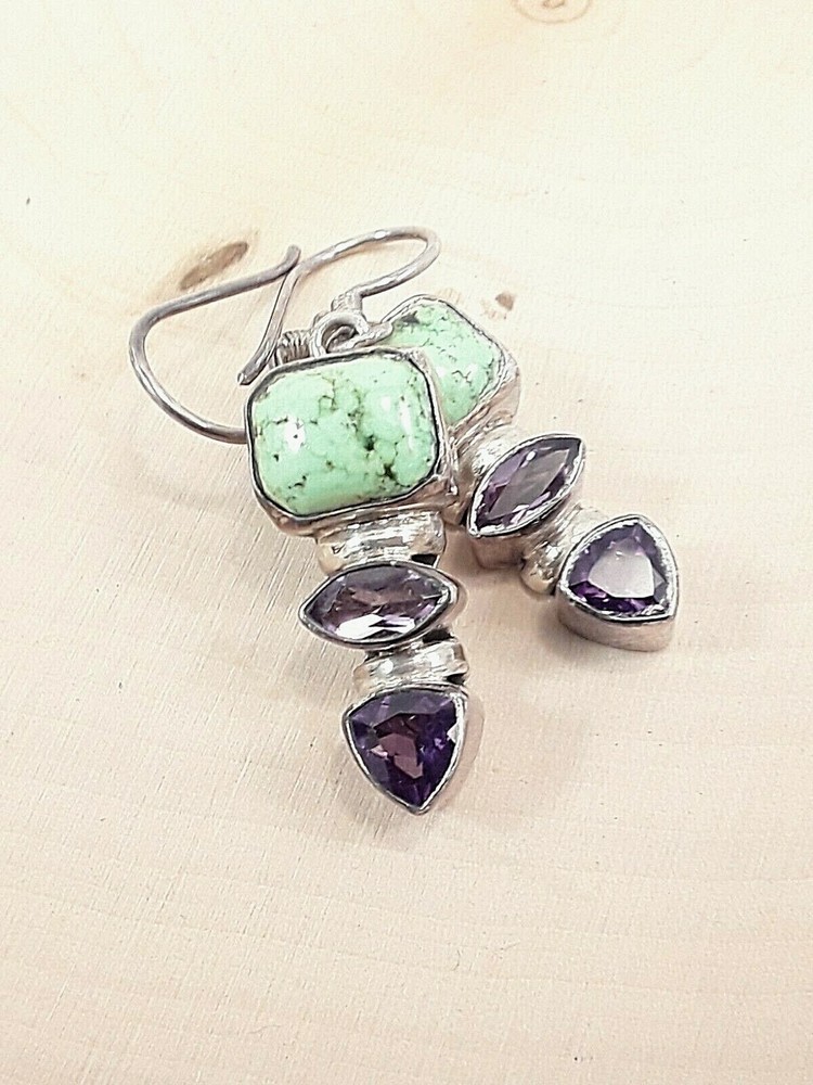 New Sterling Silver Womens Earrings Gaspiete Amethyst Designer Vera Wolf