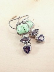 New Sterling Silver Womens Earrings Gaspiete Amethyst Designer Vera Wolf