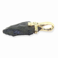 .Vintage 14ct Yellow Gold Handmade Black Obsidian Arrowhead Pendant 11.4g