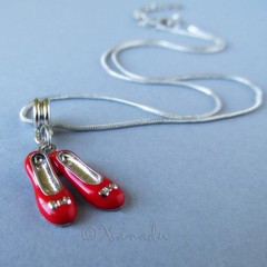 Ruby Red Slippers European Large Hole Pendant Necklace – Wizard Of Oz Theme Bead