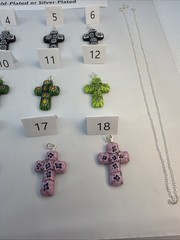 Murano Glass Millefiori Cross Necklace 925 Silver Bail Plated Chain (MC01)