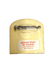 Vintage Lucinda Brooch House Pins Home Picket Fence Cars Cream Reddish Brown EUC