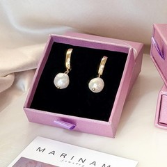 Pearl Charm Huggie Hoop Earrings Gold Silver Dangle Jewelry Gift For Her