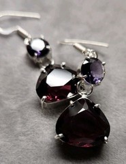 Purple Set Amethyst Quartz Cross Earrings Pendant Faith Church Christian Joy