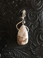 White Brown Matrix Wild Horse Turquoise Modern Pendant 2″ Artisan Made