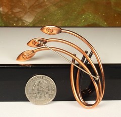 MATISSE ORIENTALE Signed Copper Set Goldish Green Enamel 1950s Wearable Art 4pc