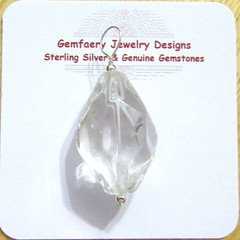 Sterling Silver Faceted Natural ROCK CRYSTAL Gemstone Pendant #83…Handmade USA