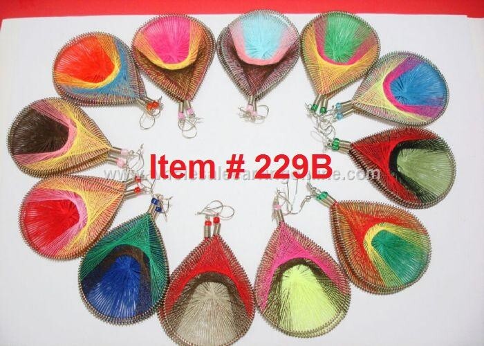 PERUVIAN EARRINGS, THREAD EARRING HANDMADE MEDIUM SIZE ASSORTED COLORS #229B