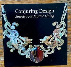 NEW! Mayan Jaguar Silver & Crystal Handmade Artisan Necklace by REBECCA FLOETER
