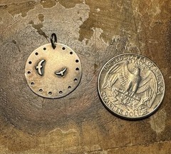 Circling Birds Pendant Sterling Silver Handmade Vulture Hawk Eagle Raven 3/4”