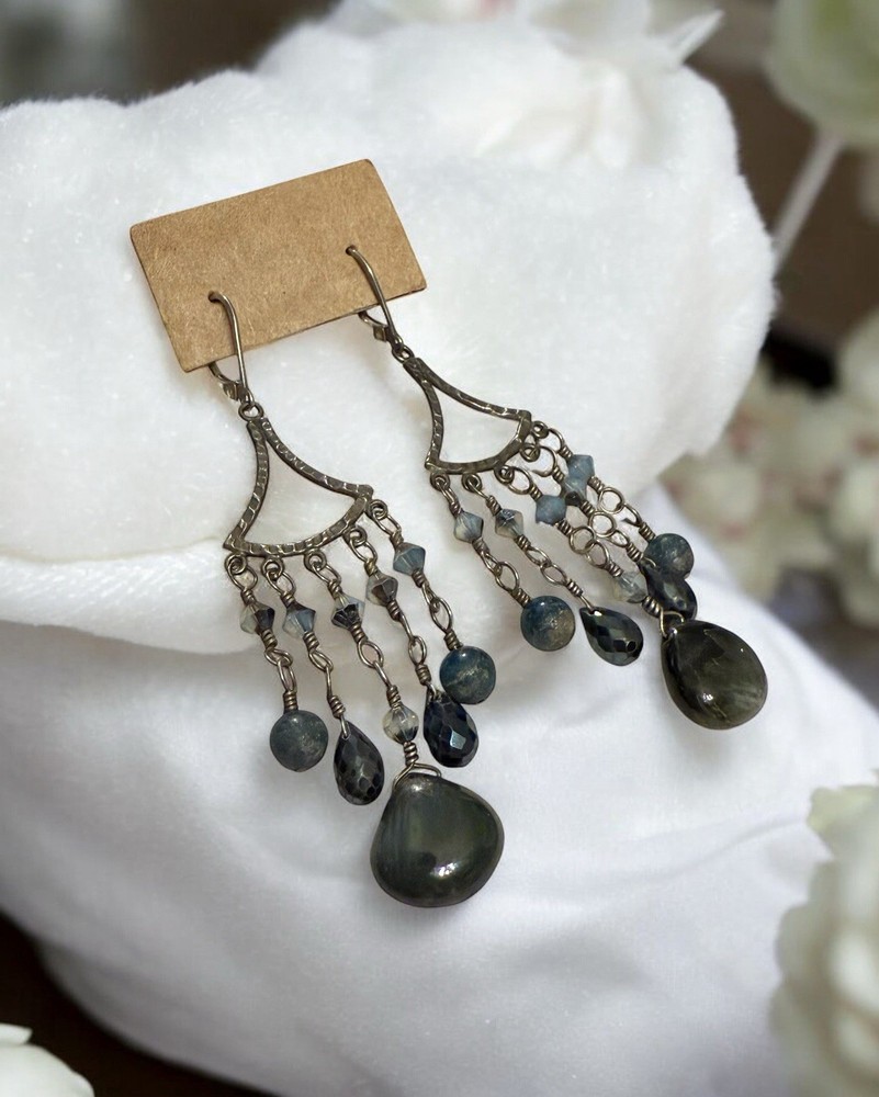 JBB Signed Sterling Silver Crystal Chandelier Earrings Handcrafted