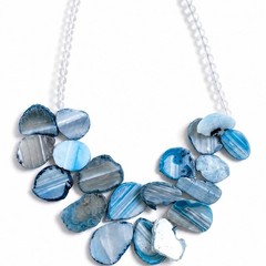 Barse Blue Agate Statement Necklace 925 Sterling Silver Natural Stone