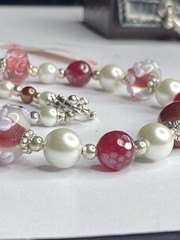 Artisan Handcrafted Art Deco Lampwork Glass Jewelry Necklace Mean Girlz #16 Pink