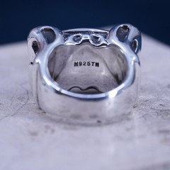 Size 9, Vintage sterling silver handmade statement ring with denim Lapis lazuli