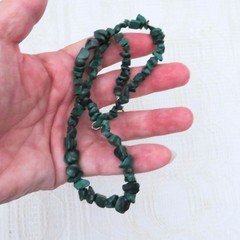 Handmade Necklace & Dangle Earring Set Malachite Chips 17 Inch Women Casual Wear