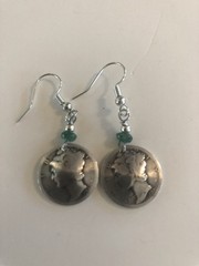 1pair Mercury Dime & Birthstone Crystal Earrings, Color Varies, See Description