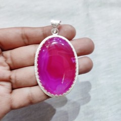 Agate Gemstone Pendant Natural Agate Silver Pendant Handmade Pendant Jewelry