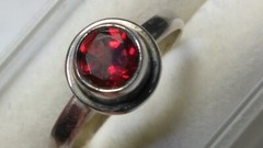 CUTE UNTREATED NATURAL GARNET IN STERLING SILVER RING SIZE 6.5-6.75!
