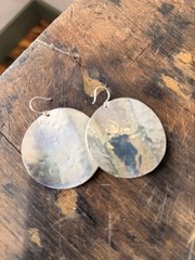 SILPADA Sterling Silver MOONGLOW Large Hammered Wavy Disc Earrings~#W2251