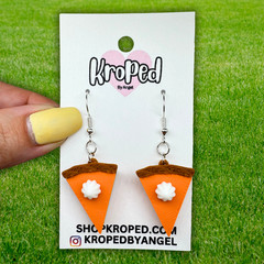 Pie Earrings 3D Printed Pumpkin Pie Thanksgiving Dessert Weird Jewelry