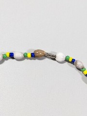 Artisan White Green Blue Yellow Nut Seed Pod Choker Necklace Tribal Style 16″