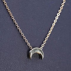 16+2″ vermeil gold tone Sterling silver necklace, 925 circle chain w/ new moon