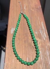 Green Quartzite 19.5” Necklace / 8mm dyed / silver tone / 3” extension
