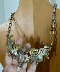 NEW! Mayan Jaguar Silver & Crystal Handmade Artisan Necklace by REBECCA FLOETER