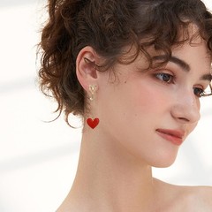 Mismatched Earrings Asymmetric Heart Dangle Cute Love for Women Statement Hea…